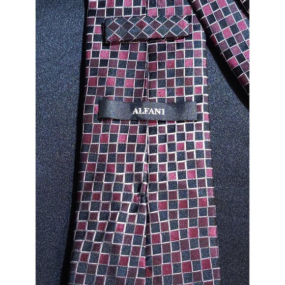 Alfani Mens Geometric Checkered Silk Tie Classic - Picture 2 of 13